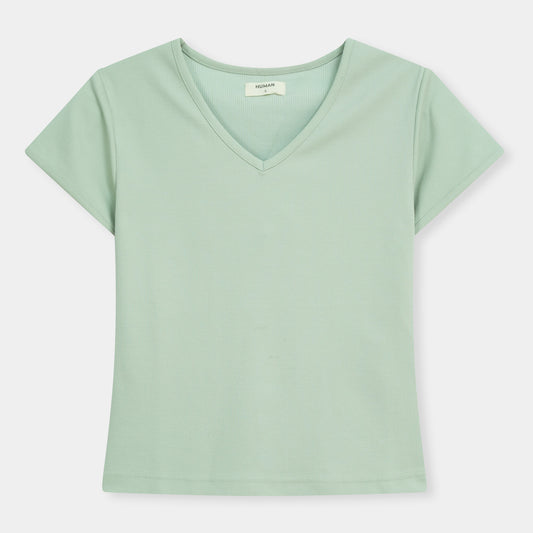 AQUA GREY V NECK TEE