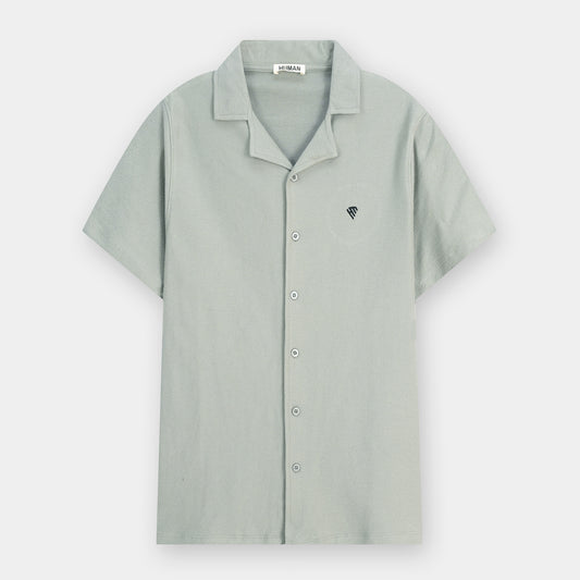 LGHT MINT TEXTURE CUBAN COLLAR SHIRT