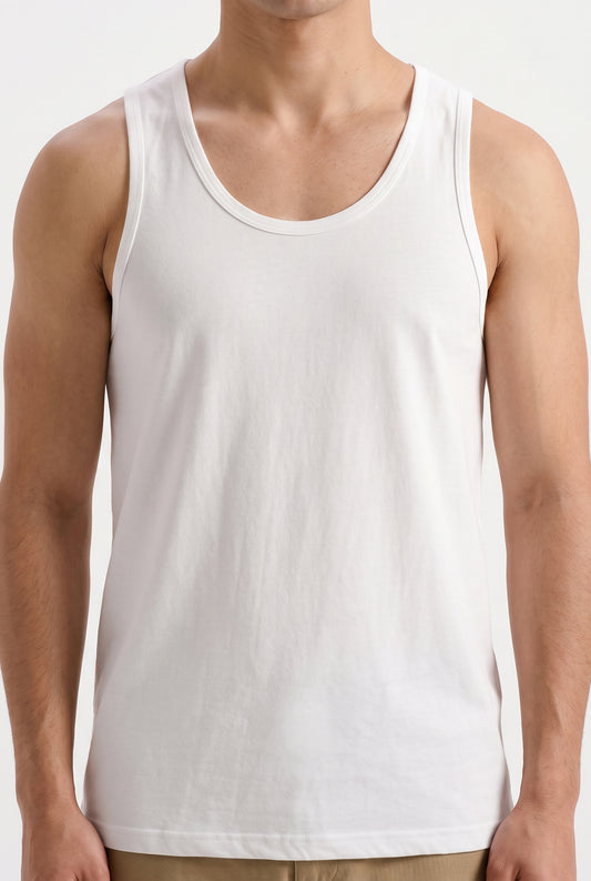 WHITE RIB KNIT VEST