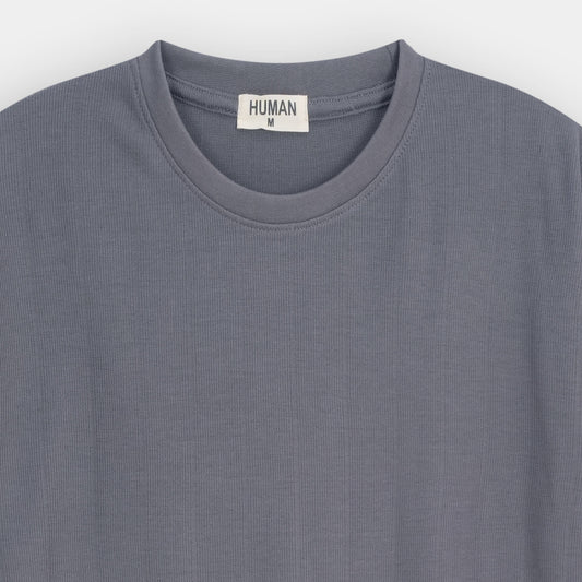 GREY DROP SHOULDER KNIT TEE