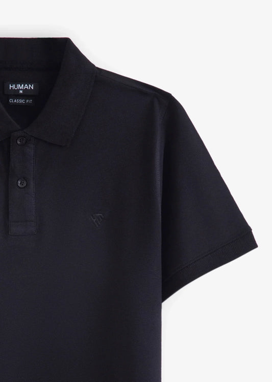 WOMEN BLACK BASIC POLO