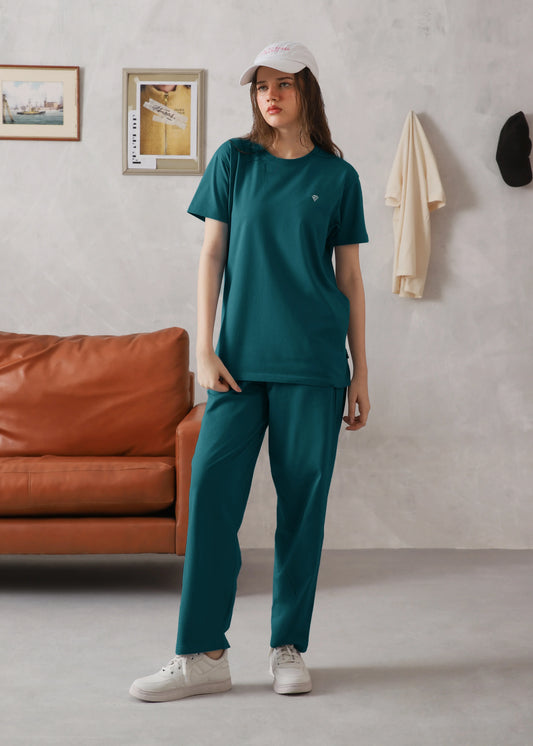 WOMEN ELITE COMFORT-100% COTTON TEAL TRACKSUIT