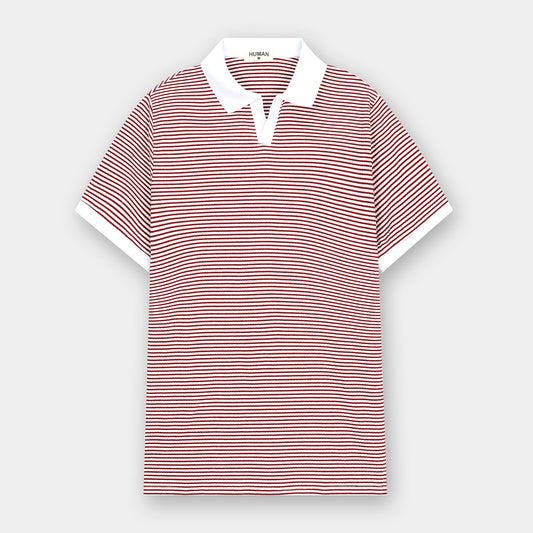 WINE RED STRIPE JOHNNY COLLAR POLO