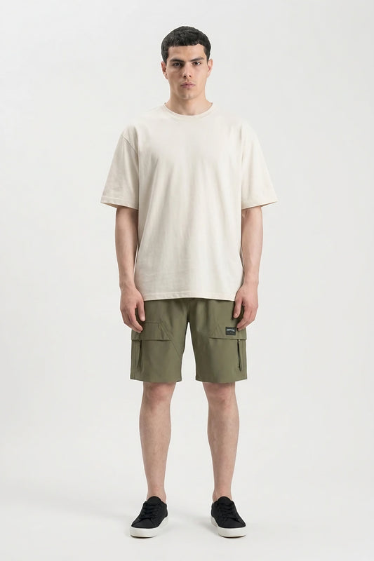 OLIVE BROWN COTTON SHORTS