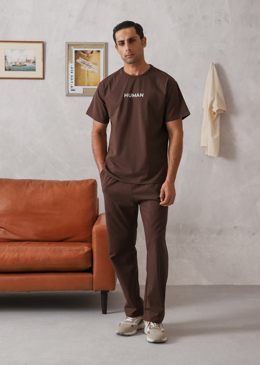 RUST BROWN COTTON LYCRA TRACKSUIT