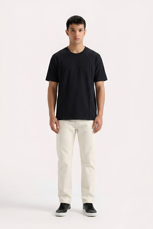 BLACK MODULAR COTTON TEE