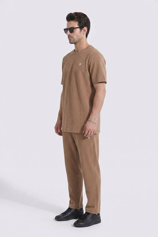 BROWN COTTON TEXTURE TRACKSUIT