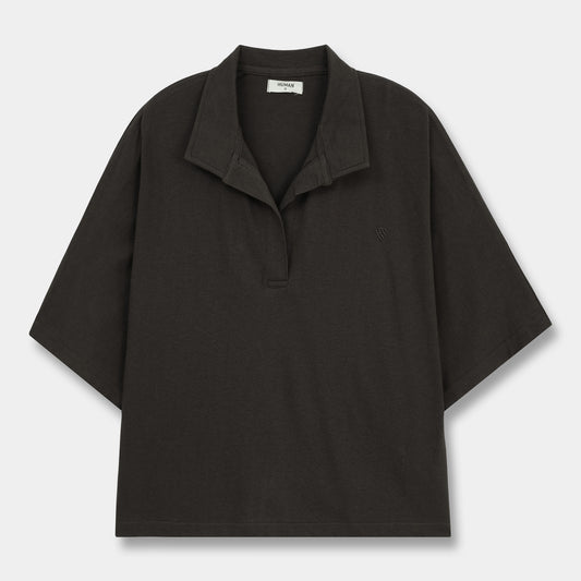 CHOCOLATE BROWN OVERSIZE JOHNNY POLO