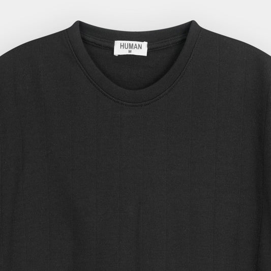 BLACK DROP SHOULDER KNIT TEE