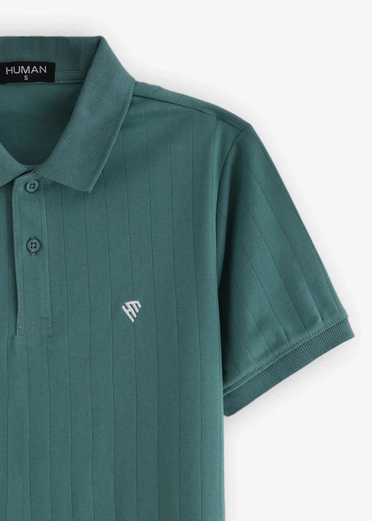 WOMEN SEA GREEN DROP NEEDLE POLO