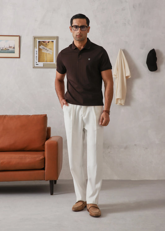 CHOCOLATE BROWN DROP NEEDLE POLO