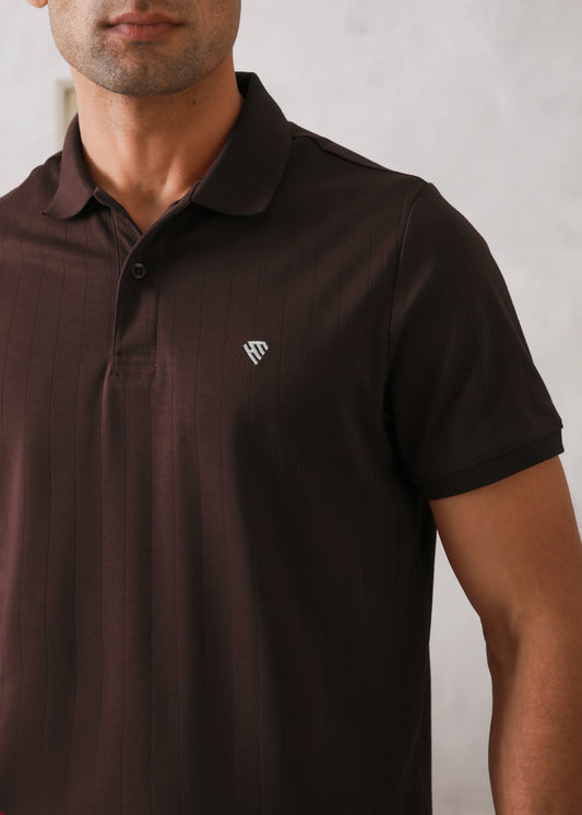 CHOCOLATE BROWN DROP NEEDLE POLO