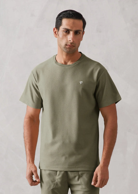 OLIVE WAFFLE KNIT TRACKSUIT