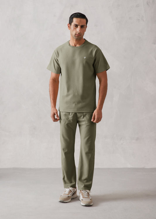 OLIVE WAFFLE KNIT TRACKSUIT