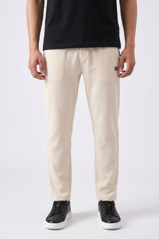 CREAM WAFFLE KNIT TROUSER