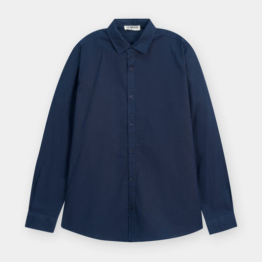 NAVY BLUE IRISH LINEN BUTTON DOWN SHIRT
