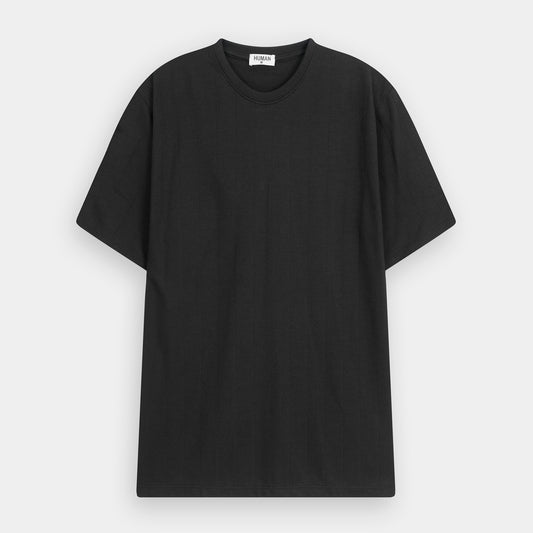 BLACK DROP SHOULDER KNIT TEE