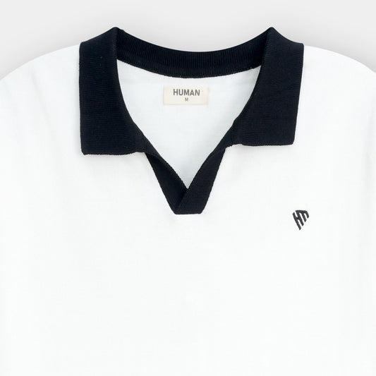 WHITE TEXTURE KNIT POLO