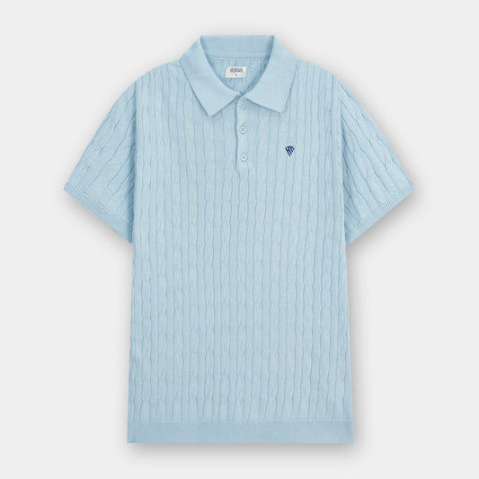 COASTAL BLUE CABLE KNIT POLO