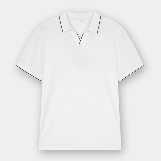 WHITE TEXTURED JOHNNY COLLAR POLO