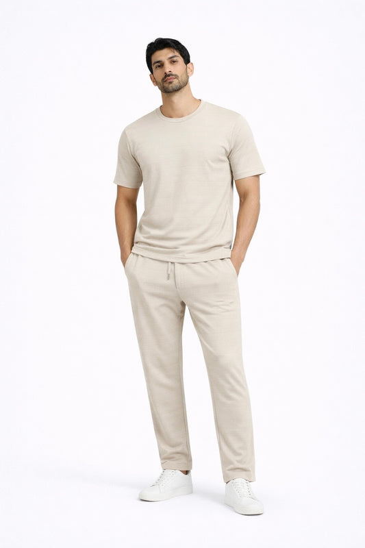 BEIGE MICRO WAFFLE TRACKSUIT