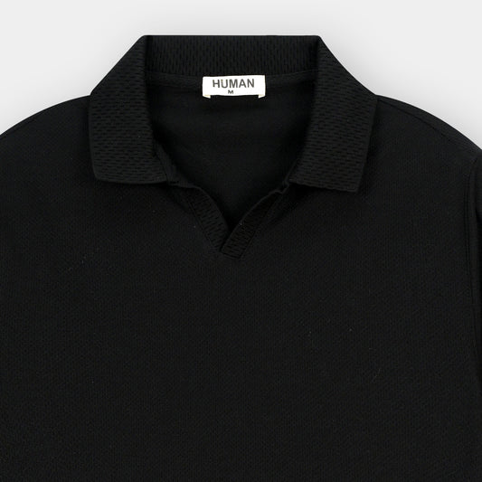 BLACK POPCORN TEXTURE POLO