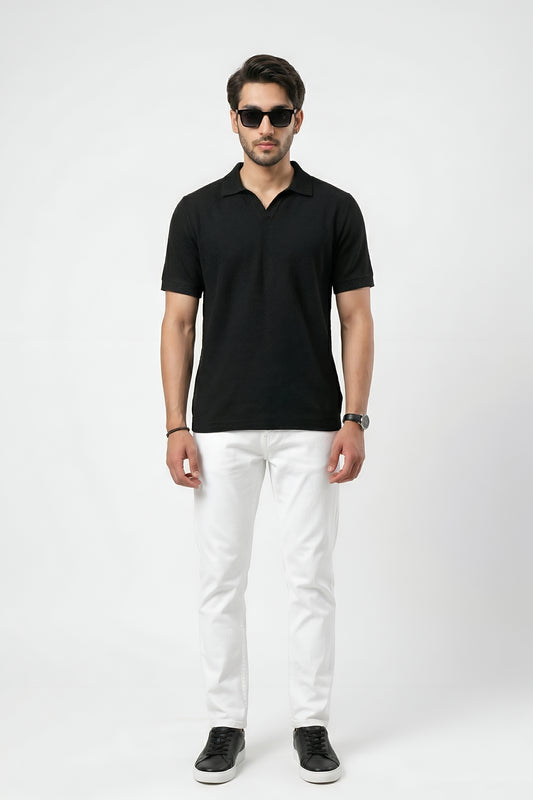 BLACK POPCORN TEXTURE POLO