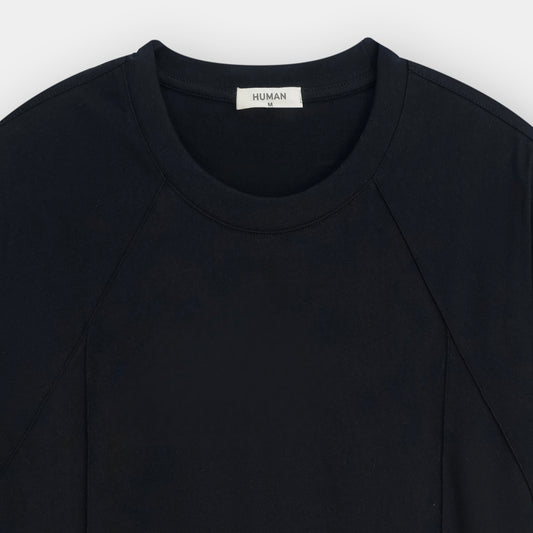 BLACK MODULAR COTTON TEE
