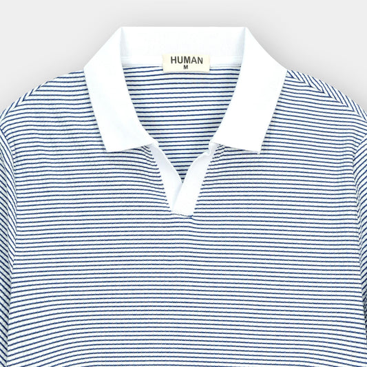 BLUE STRIPE JOHNNY COLLAR POLO