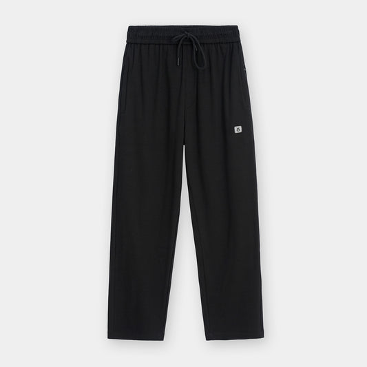 BLACK WAFFLE KNIT TROUSER