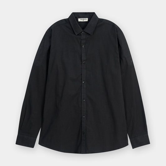 BLACK IRISH LINEN BUTTON DOWN SHIRT