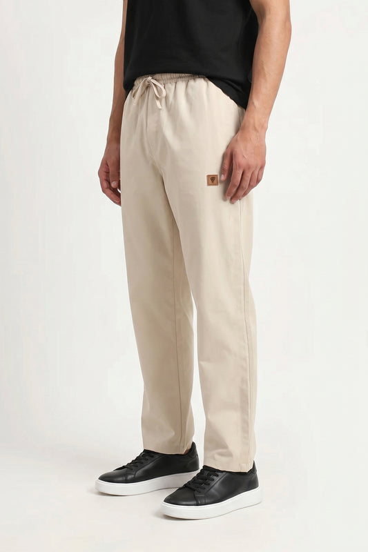 CREAM SINGLE PIPING WOVEN TROUSER