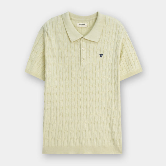 SAGE MIST CABLE KNIT POLO