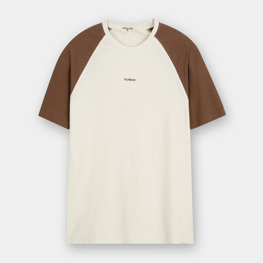 OFF WHITE CONTRAST RAGLAN TEXTURE TEE