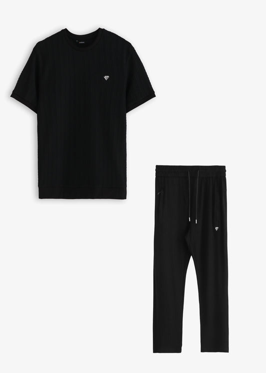 BLACK DROP NEEDLE TEXTURED TRACKSUIT