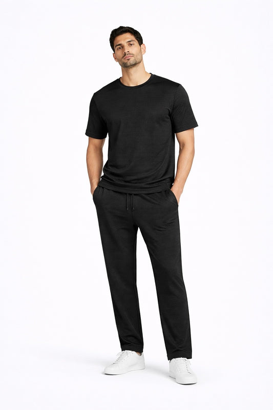 BLACK MICRO WAFFLE TRACKSUIT