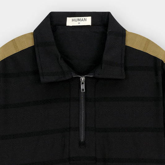 BLACK STRIPE TEXTURE POLO