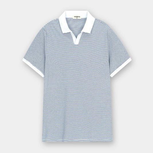BLUE STRIPE JOHNNY COLLAR POLO