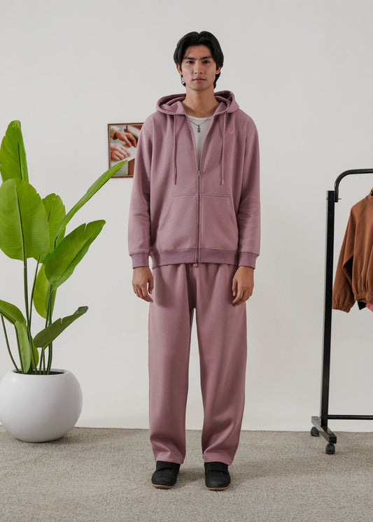 PURE COMFORT COTTON FLEECE MAUVE CORD-SET