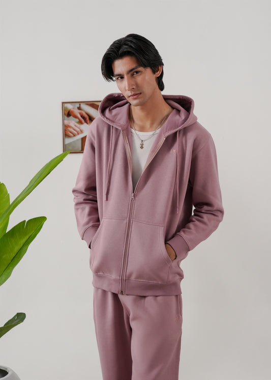 PURE COMFORT COTTON FLEECE MAUVE CORD-SET