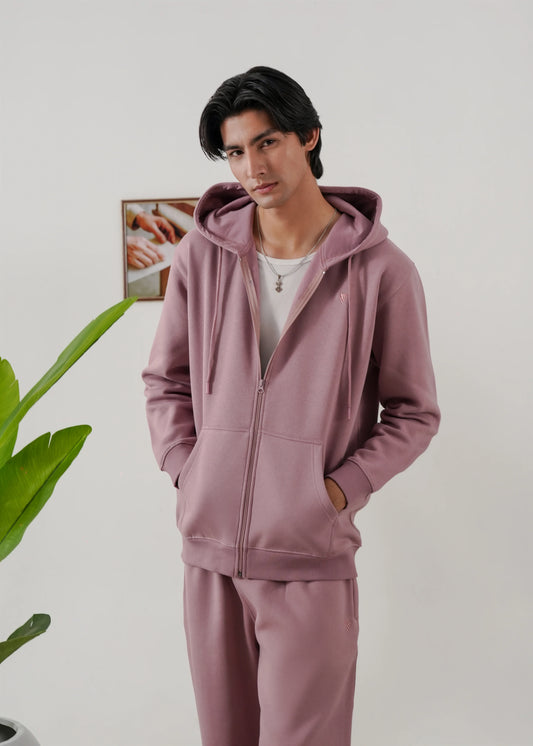 PURE COMFORT COTTON FLEECE MAUVE CORD-SET