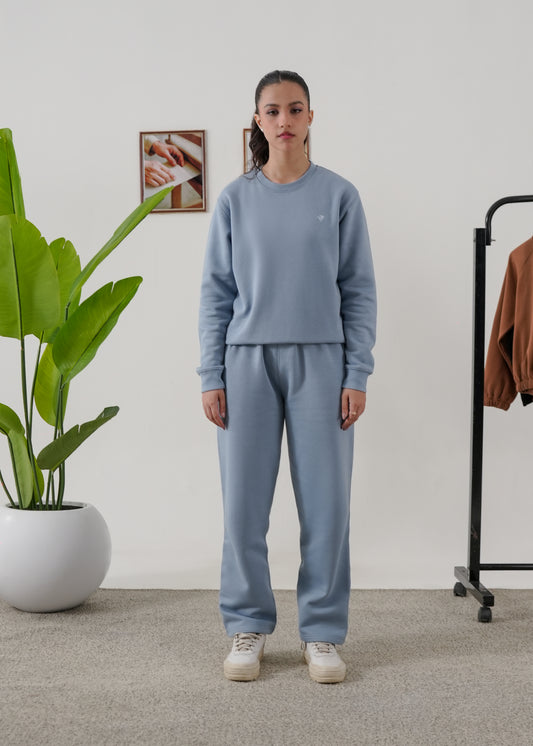 WOMEN PURE COMFORT COTTON FLEECE STEEL BLUE TRACKSUIT