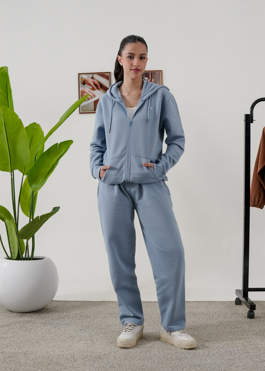 WOMEN PURE COMFORT COTTON FLEECE STEEL BLUE CORD-SET