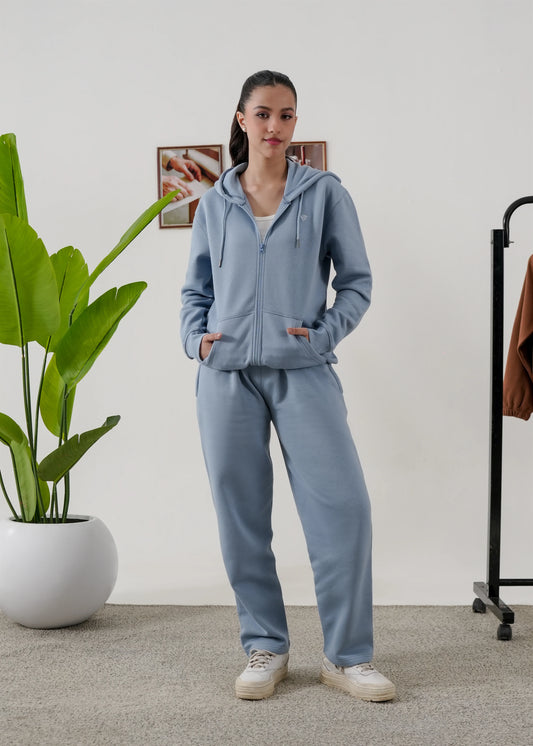 WOMEN PURE COMFORT COTTON FLEECE STEEL BLUE CORD-SET