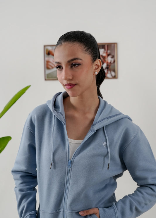 WOMEN PURE COMFORT COTTON FLEECE STEEL BLUE CORD-SET