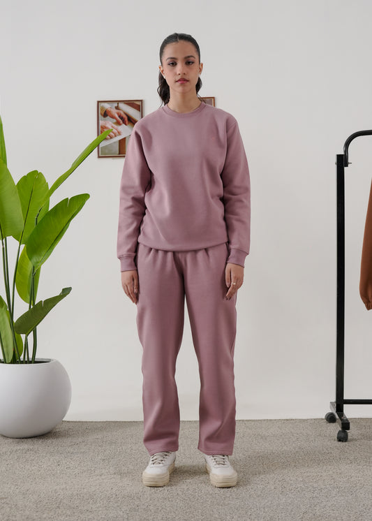 WOMEN PURE COMFORT COTTON FLEECE MAUVE TRACKSUIT