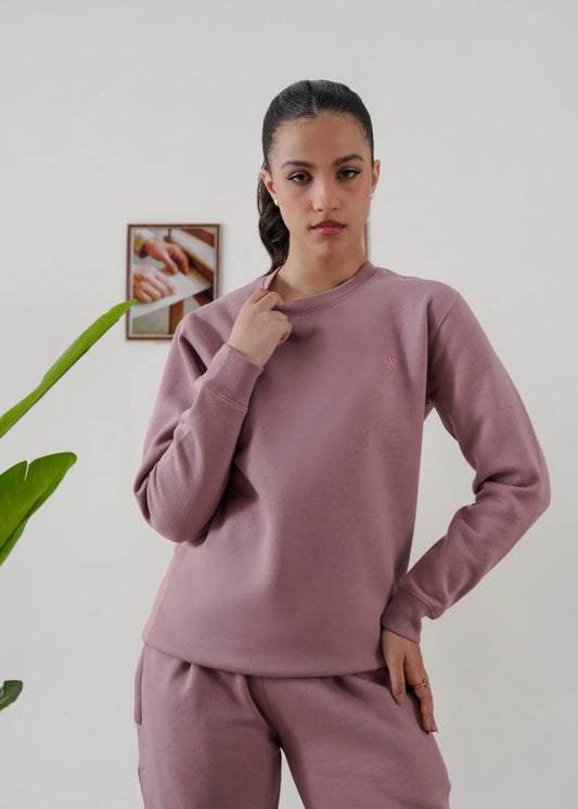 WOMEN PURE COMFORT COTTON FLEECE MAUVE TRACKSUIT