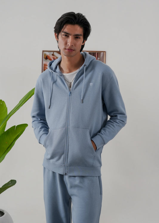PURE COMFORT COTTON FLEECE STEEL BLUE CORD-SET