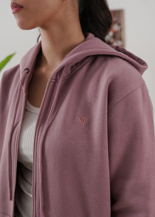 WOMEN PURE COMFORT COTTON FLEECE MAUVE CORD-SET