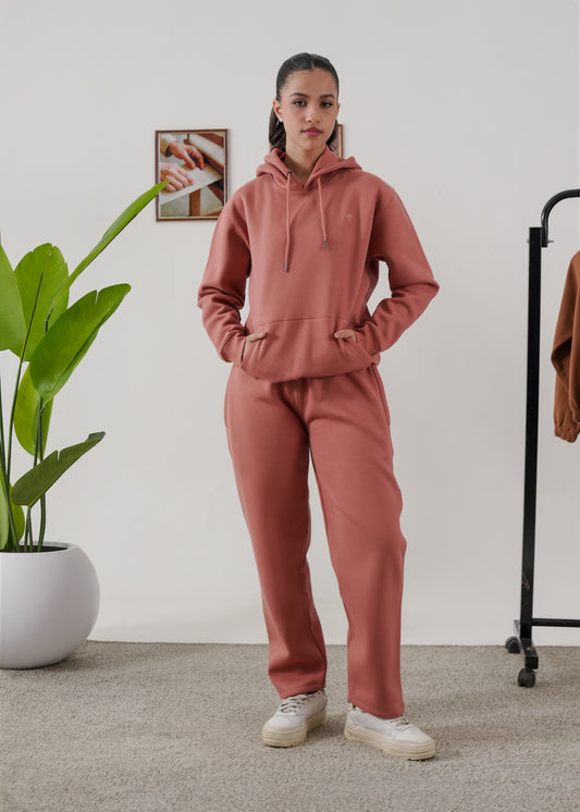 WOMEN PURE COMFORT COTTON FLEECE PEACH CORD-SET